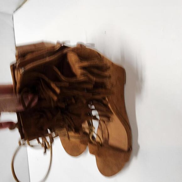 EUC New Women Nature Breeze Tasha-01 Suede Fringe Open Toe  Wedge Sandal 10 - Picture 8 of 9